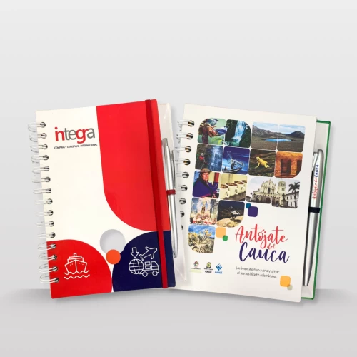 Cuadernos para empresas con lapicero marcado full color para eventos corporativos 