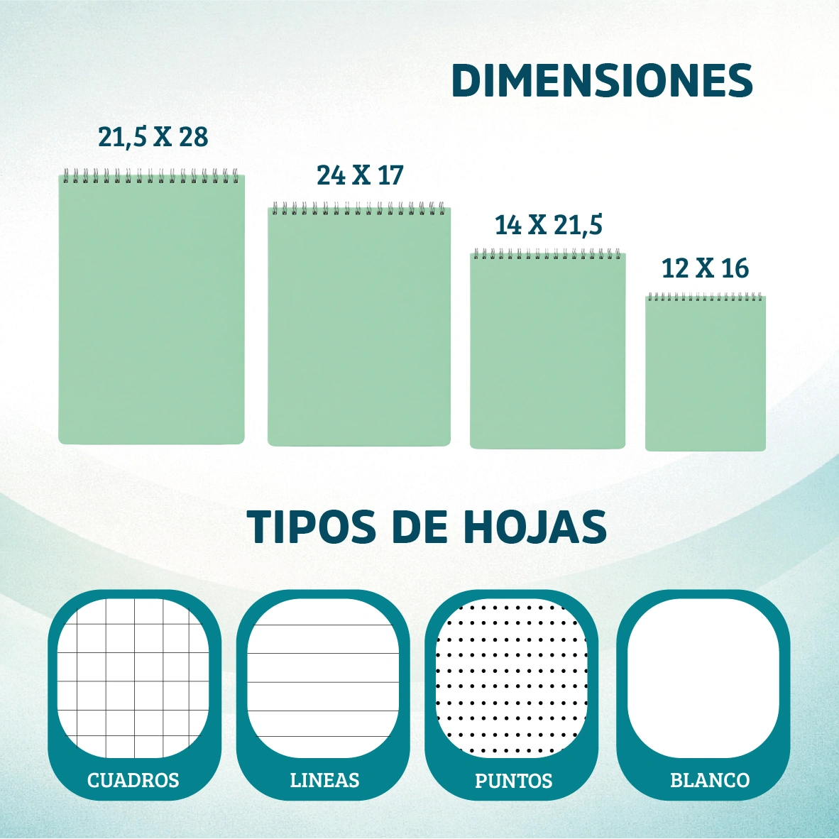 libreta tamaños y tipos de hoja